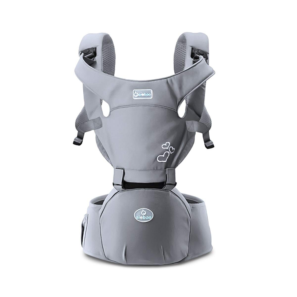 Ergonomische Hüftsitz Babytrage Tragesystem mit Schmetterlings Drehschnalle (bis 20 kg) - Grau