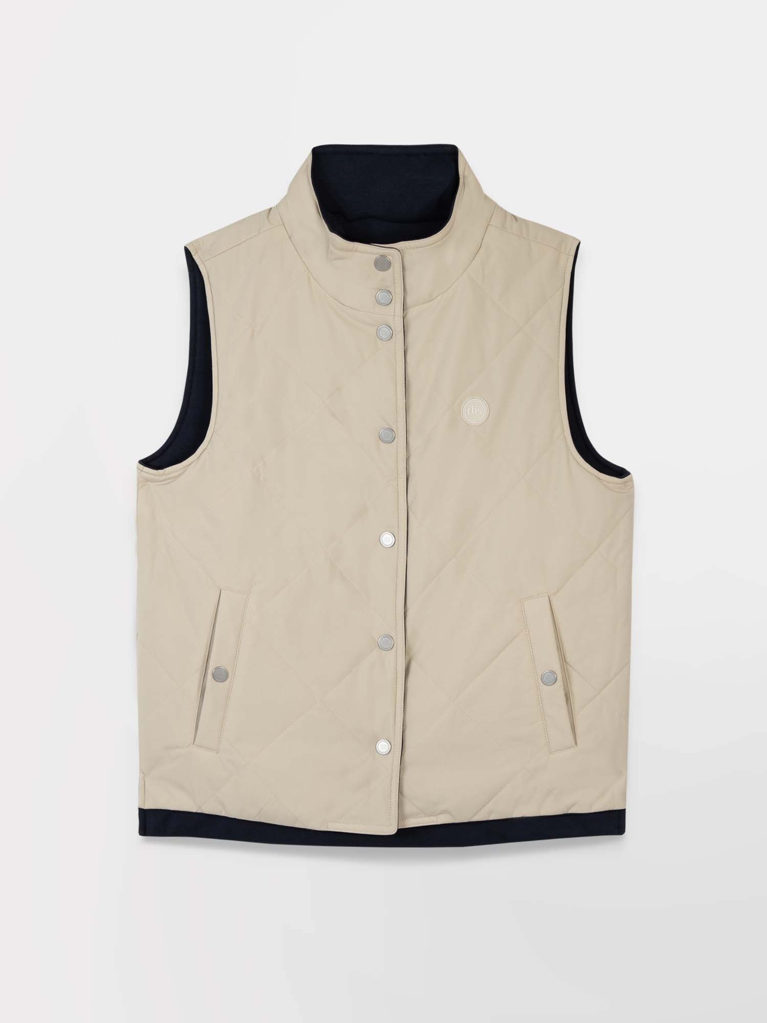 Veste Femme Sans Manches Reversible Ivoire et Marine