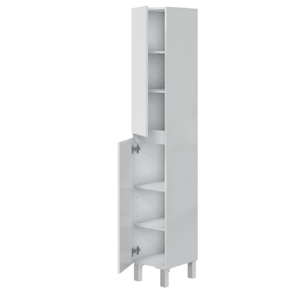 Pegane Colonne salle de bain - Blanc - 2 portes sans poignée