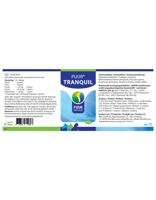 Puur Natuur Tranquil - Anti stressmiddel - 75 g