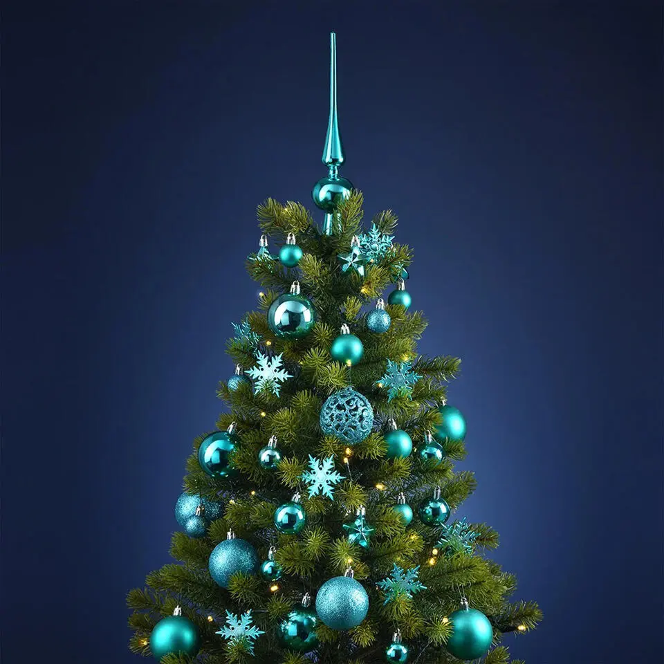 Kerstballen - 110x stuks - piek - turquoise - kunststof - 3-6 cm