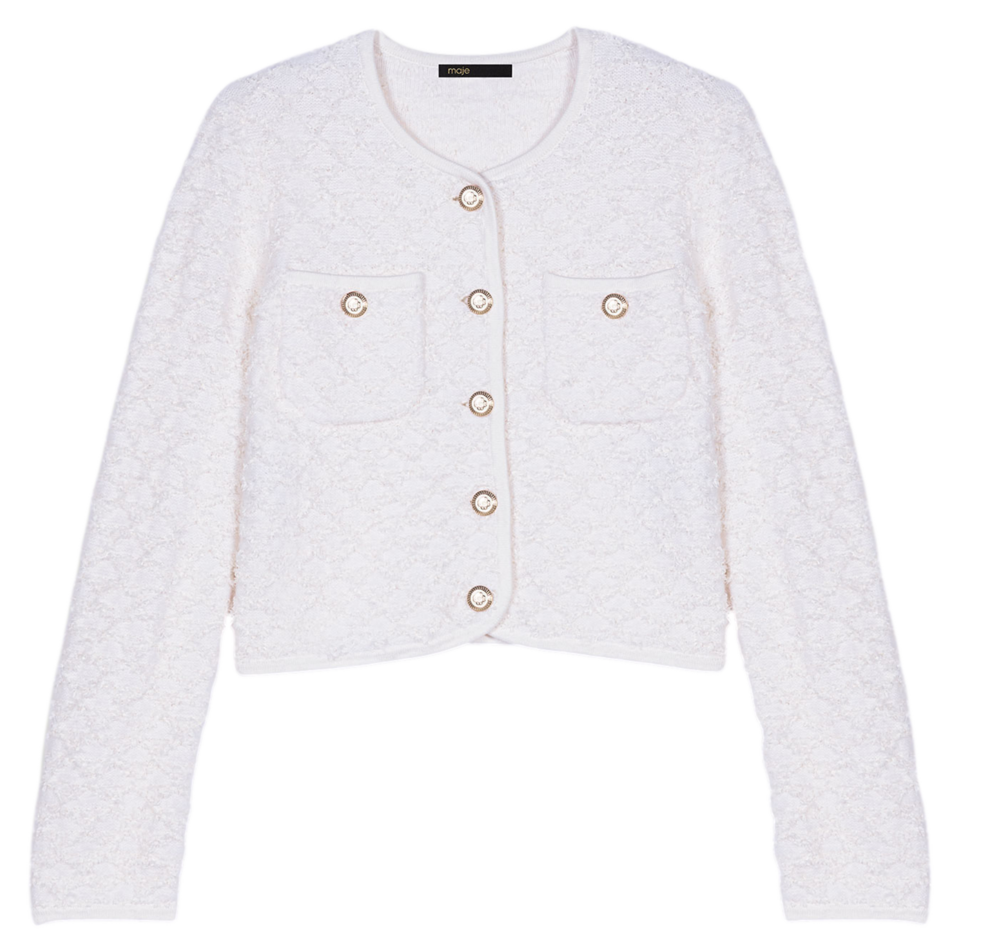 Cardigan col rond droit en maille | Beige