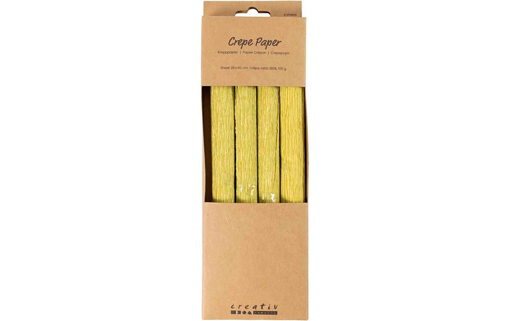 Krepppapier 4 Rollen 25 x 60 cm, HellgrünPapier mit kreppartiger Oberfläche