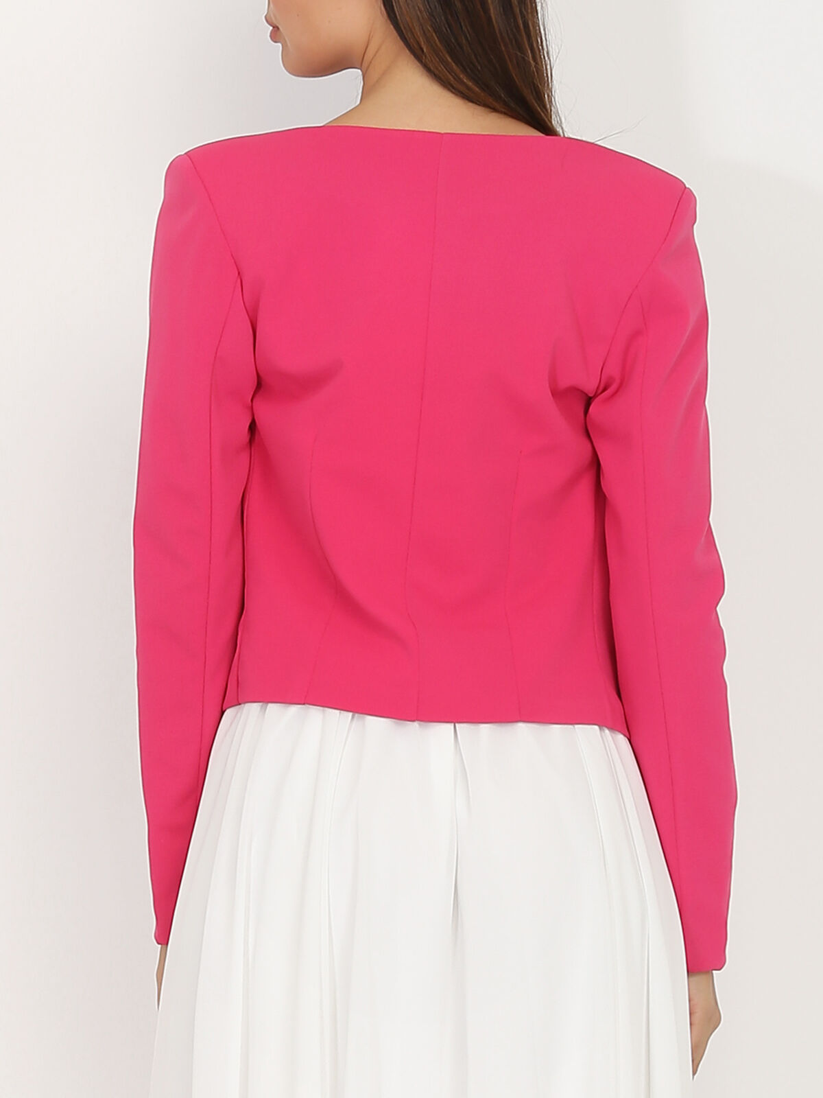Veste courte sans col- Fuchsia
