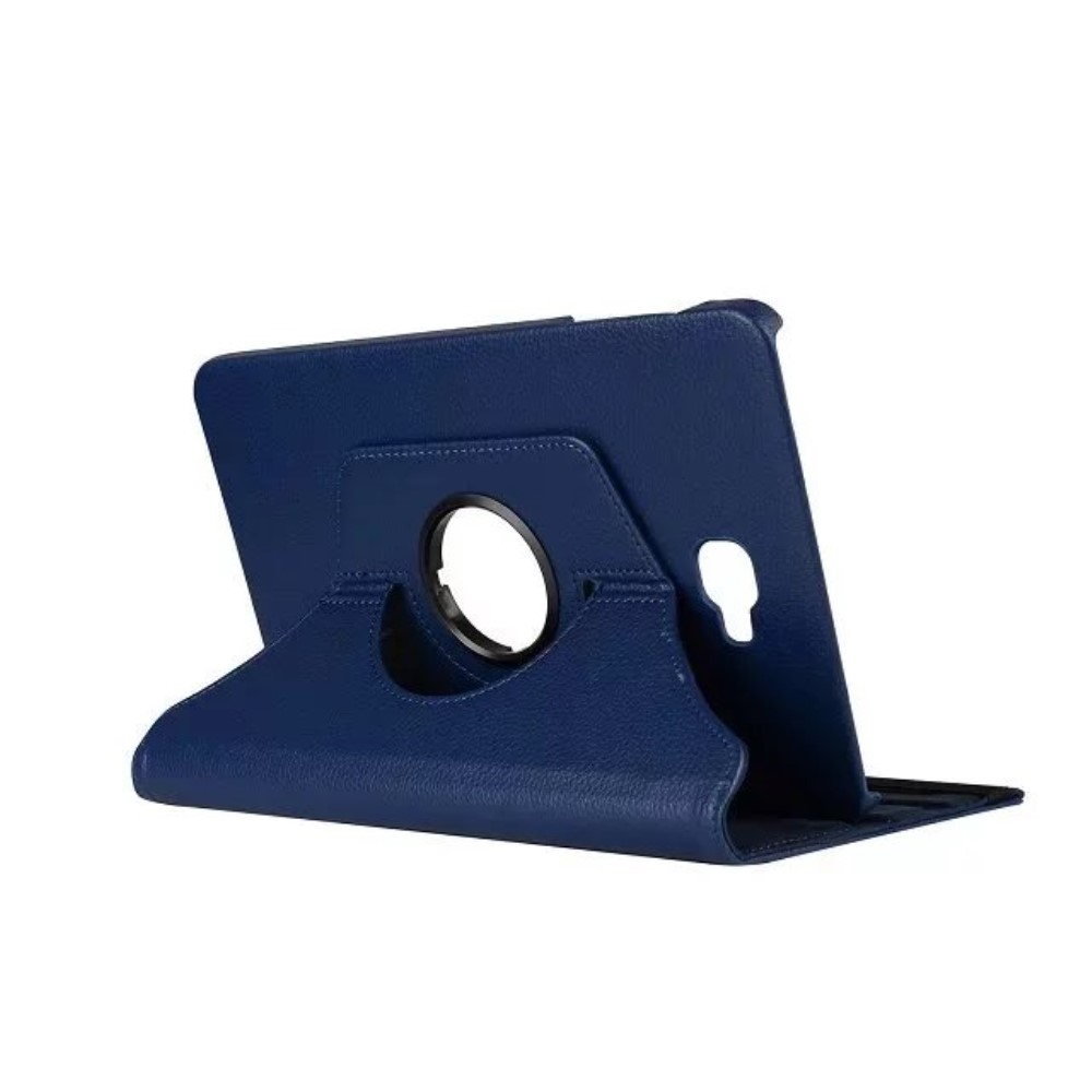 Samsung Galaxy Tab A 10.1 (2016) Leder Flipcase Tasche   360 Grad Drehfunktion Litchi Look - Dunkelblau