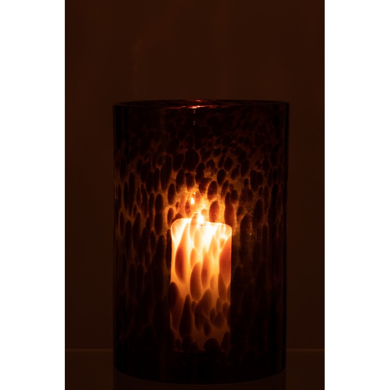 Photophore en verre marron 18x18x18 cm