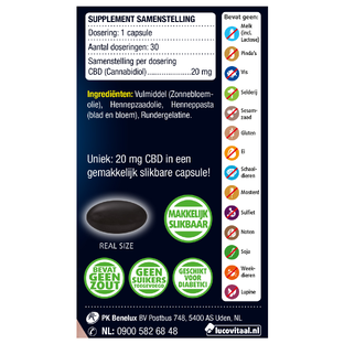 Lucovitaal CBD Cannabidiol 20mg Capsules 30CP