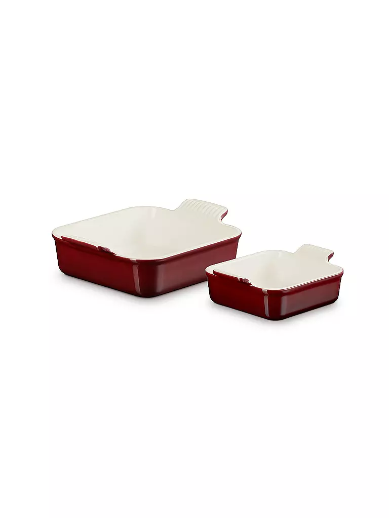 LE CREUSET Auflaufform 2er-Set 13/20cm Tradition aus Steinzeug Garnet dunkelrot