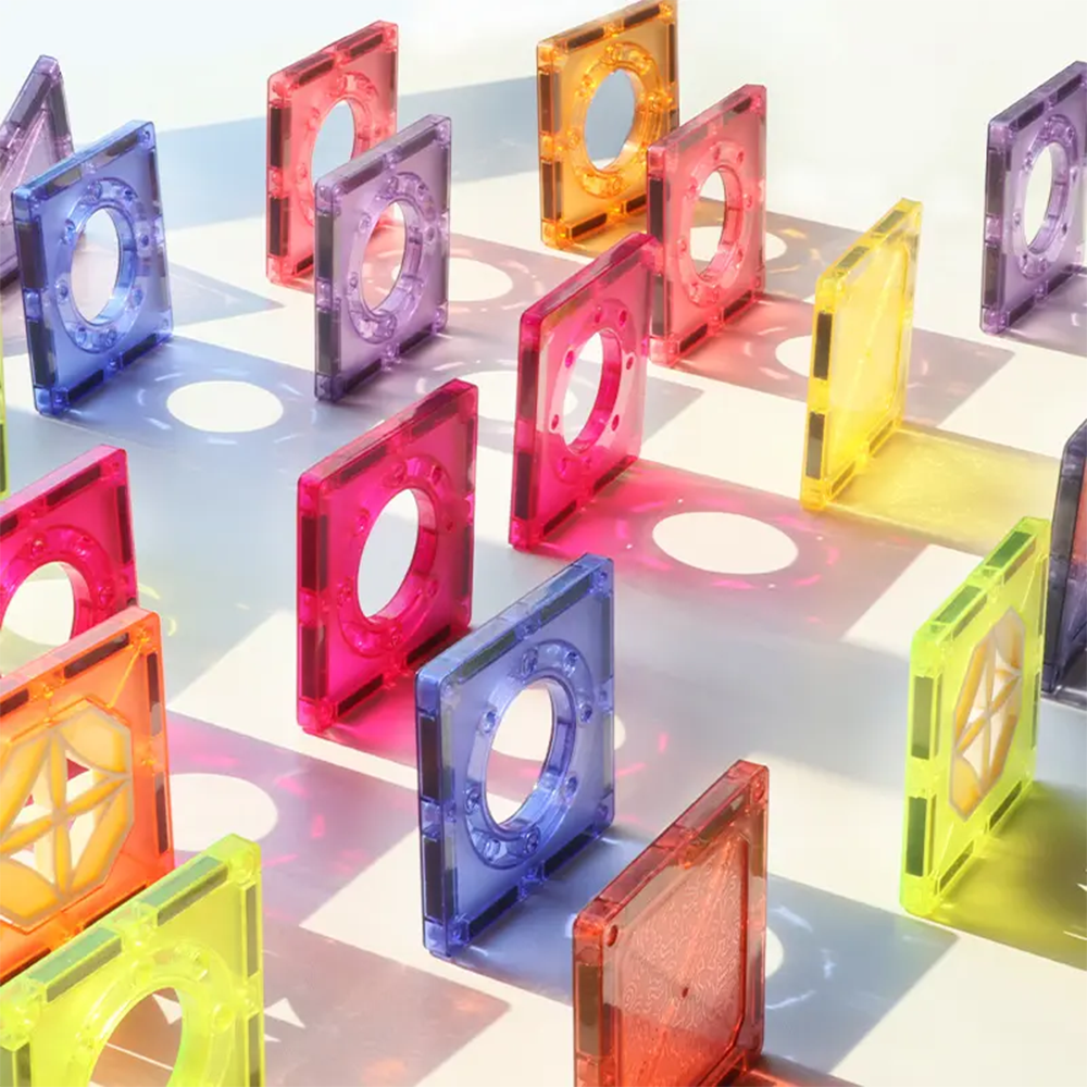 (65-tlg. Set) Magnet Bausteine Kinder Spielzeug DIY Murmelbahn Magnetische Fliesen Lernspiel - Bunt