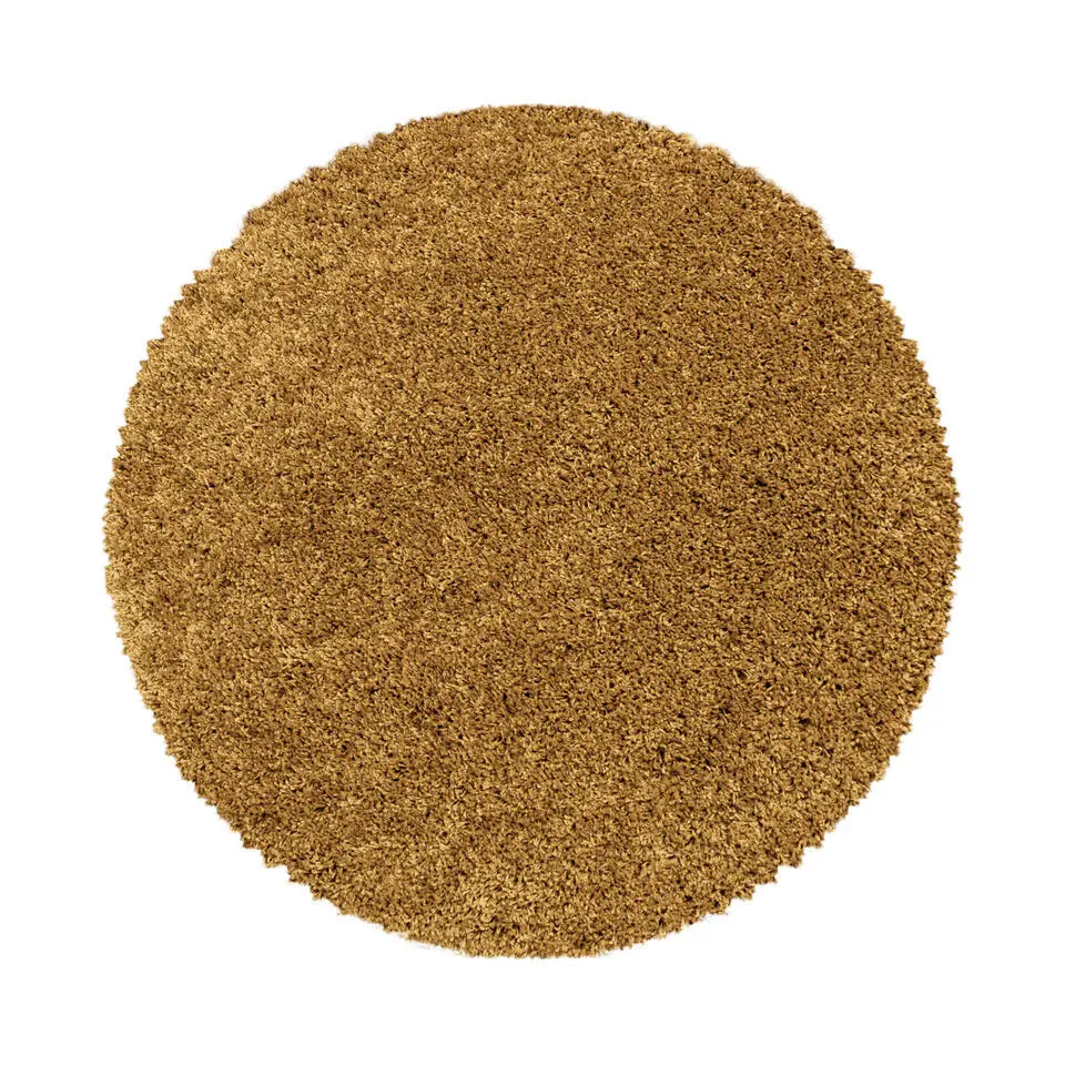 Monaco Soft Rond Shaggy Hoogpolig Vloerkleed Goud - 200 CM ROND