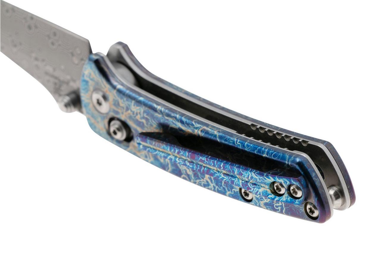 Kansept Little Main Street K2015V1 Damascus Steel , Lightning Strike Titanium, zakmes, Dirk Pinkerton design
