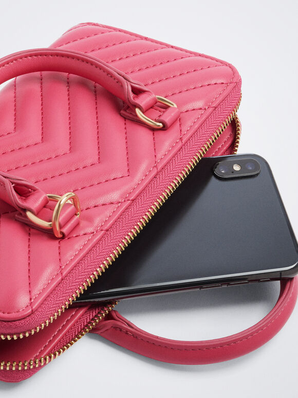 Bolsa acolchoada com alças - Rosa