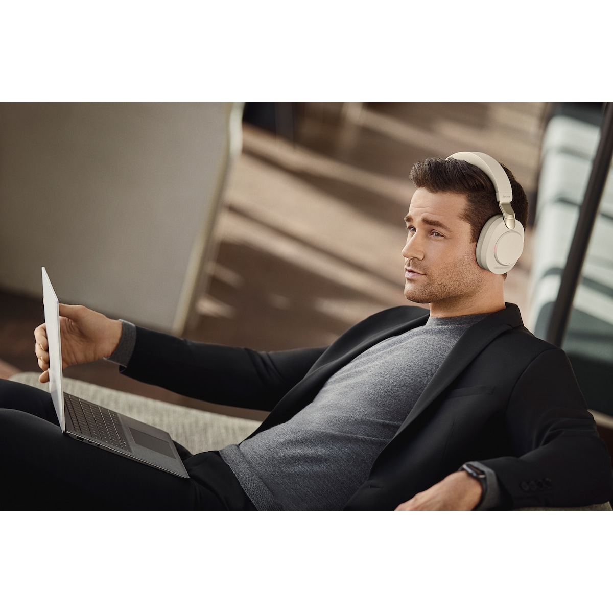 Jabra Evolve2 85 UC USB-A hodetelefoner (beige)