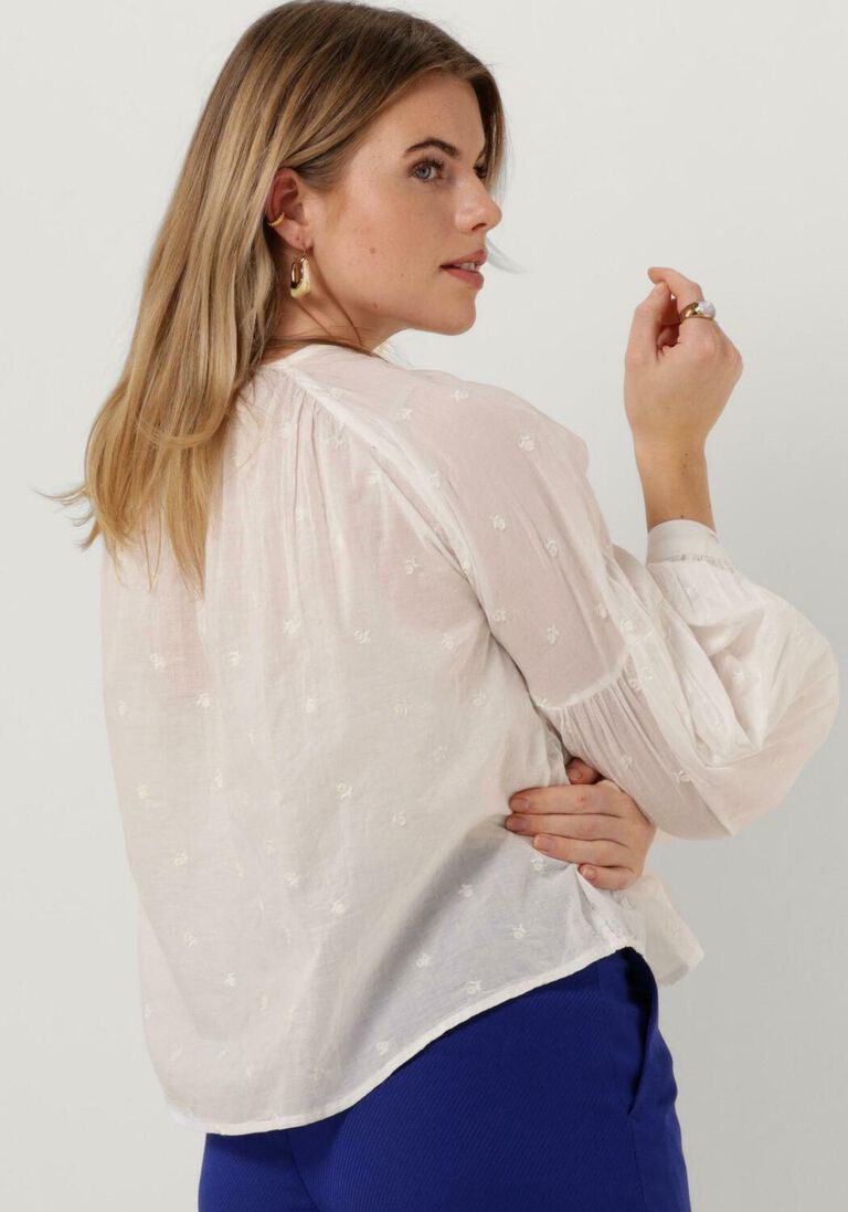 SCOTCH & SODA witte scotch & soda blouse tie front easy volume dobby blouse