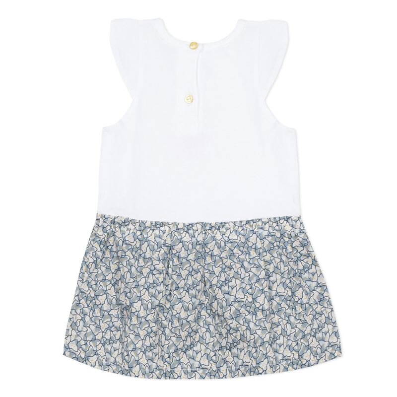 Robe bimatière imprimé bleue Liberty bébé fille Absorba Aucune nuance
