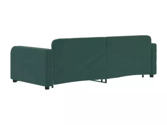 Lit de jour avec gigogne et tiroirs vert foncé 90x200cm velours