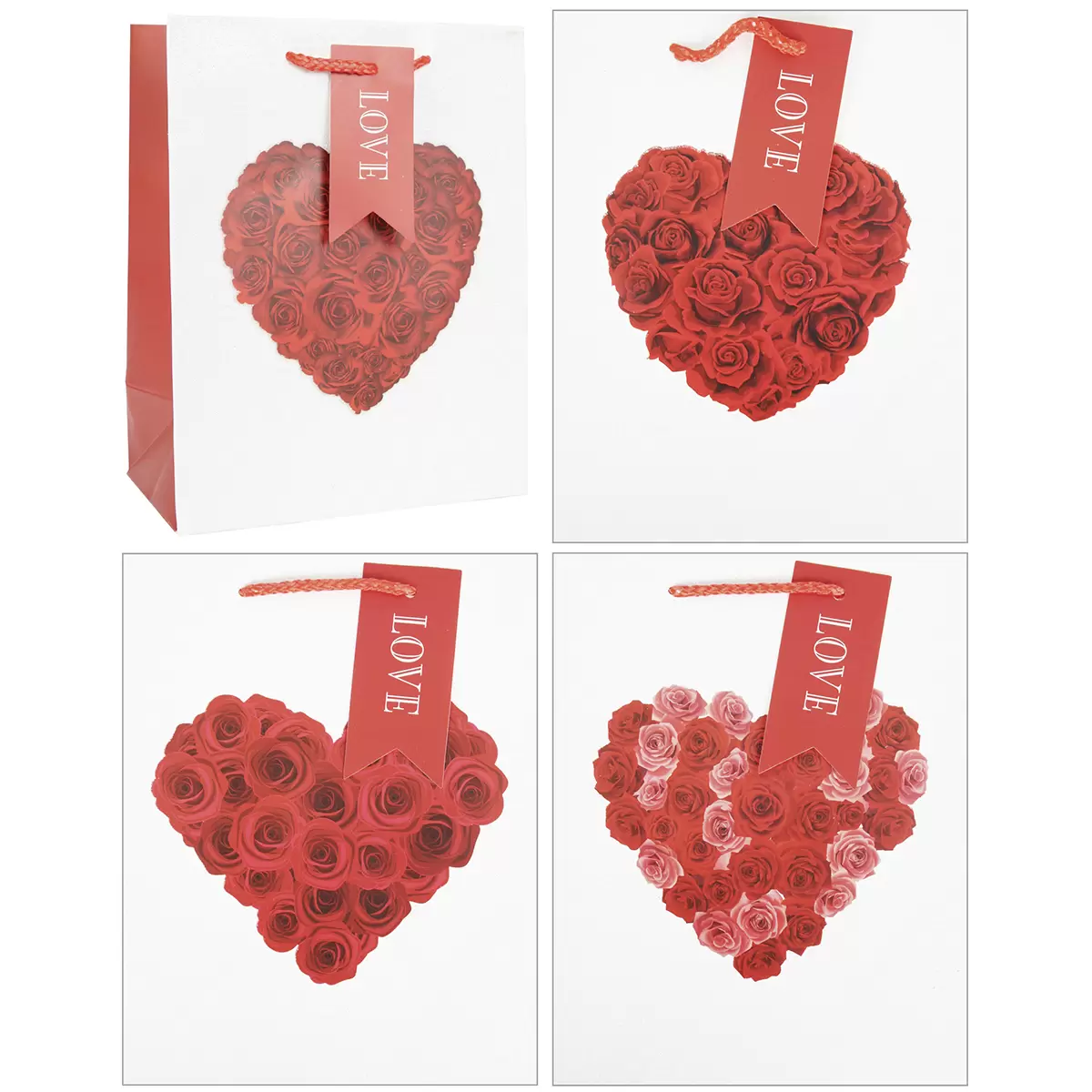 Geschenktasche XL Heart rot,weiss