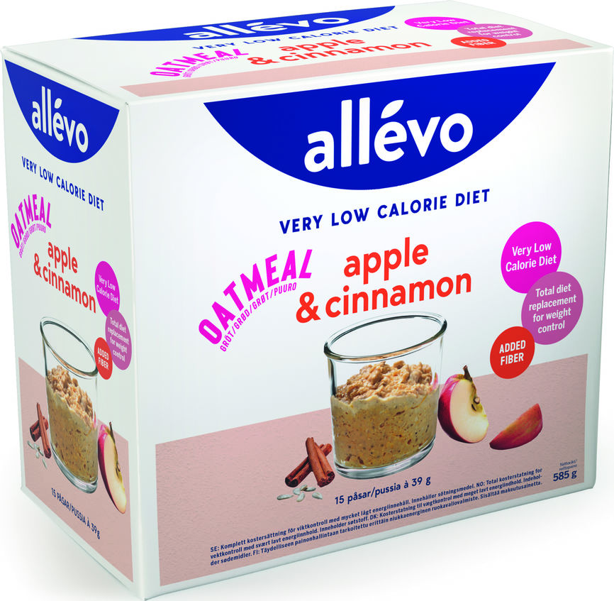 Allevo VLCD grøt  apple & cinnamon 15x39 g
