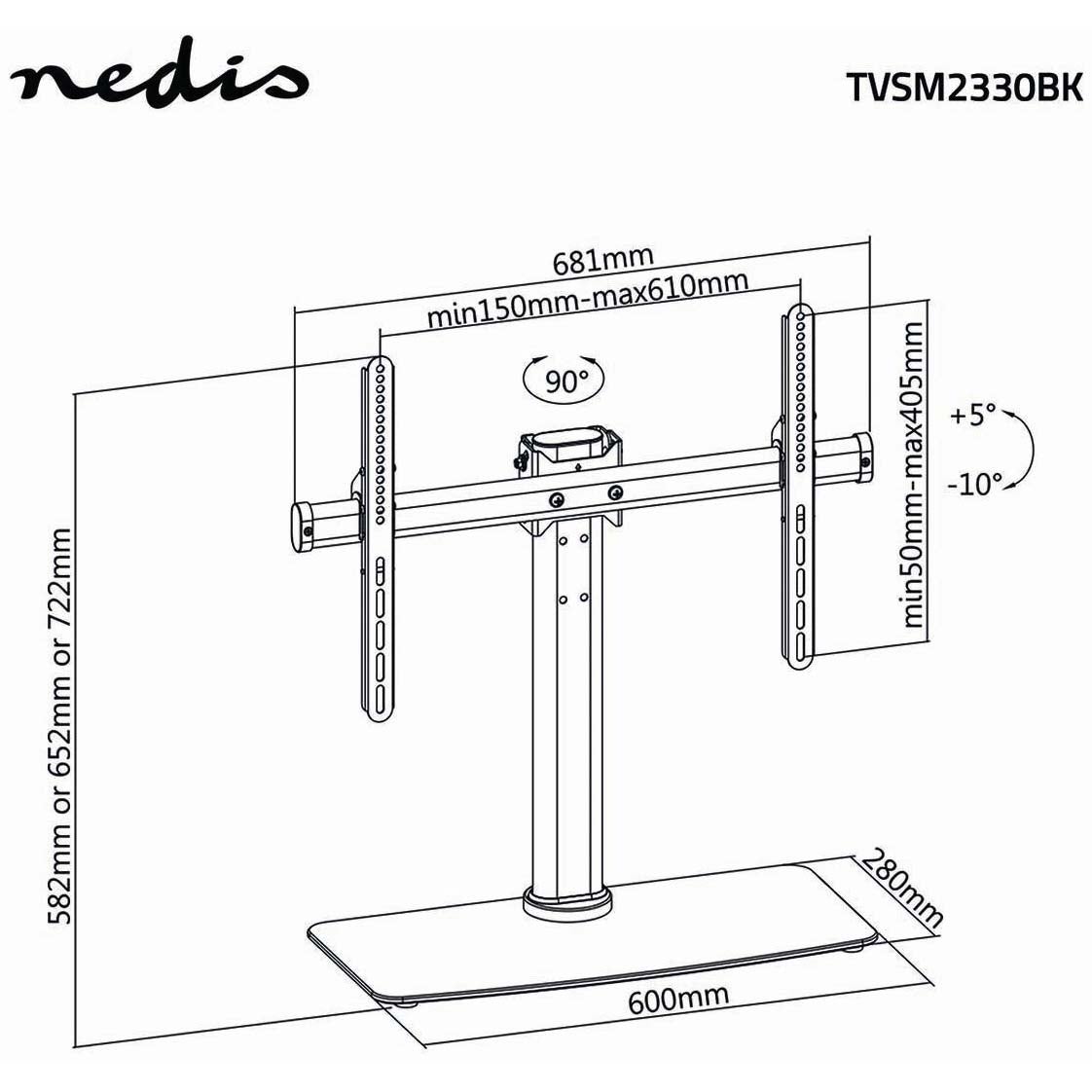 Nedis TVSM2330BK TV-tafelstandaard 32 tot 65 inch draai- kantelbaar 45kg
