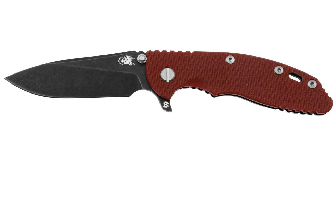 Rick Hinderer XM18 3.5 Skinny Slicer Magnacut Black DLC Red G10, zakmes