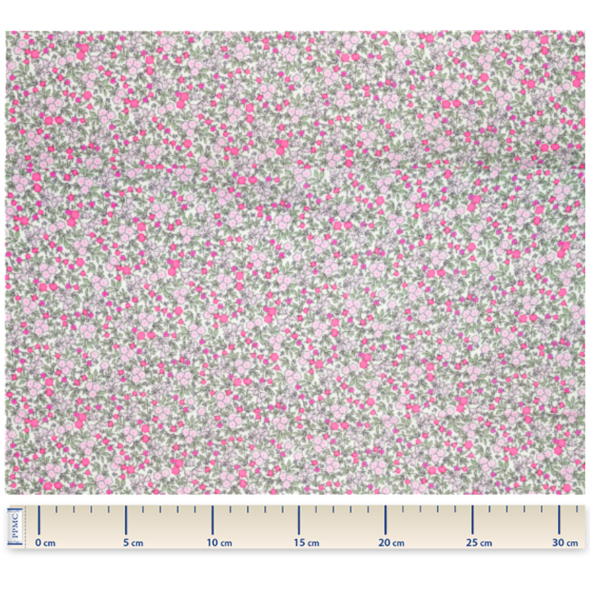 Coupon Tissu 50 Cm Ex2431 Floral Mini Rose Fluo
