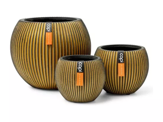 Ensemble de pot de fleurs boule Groove doré