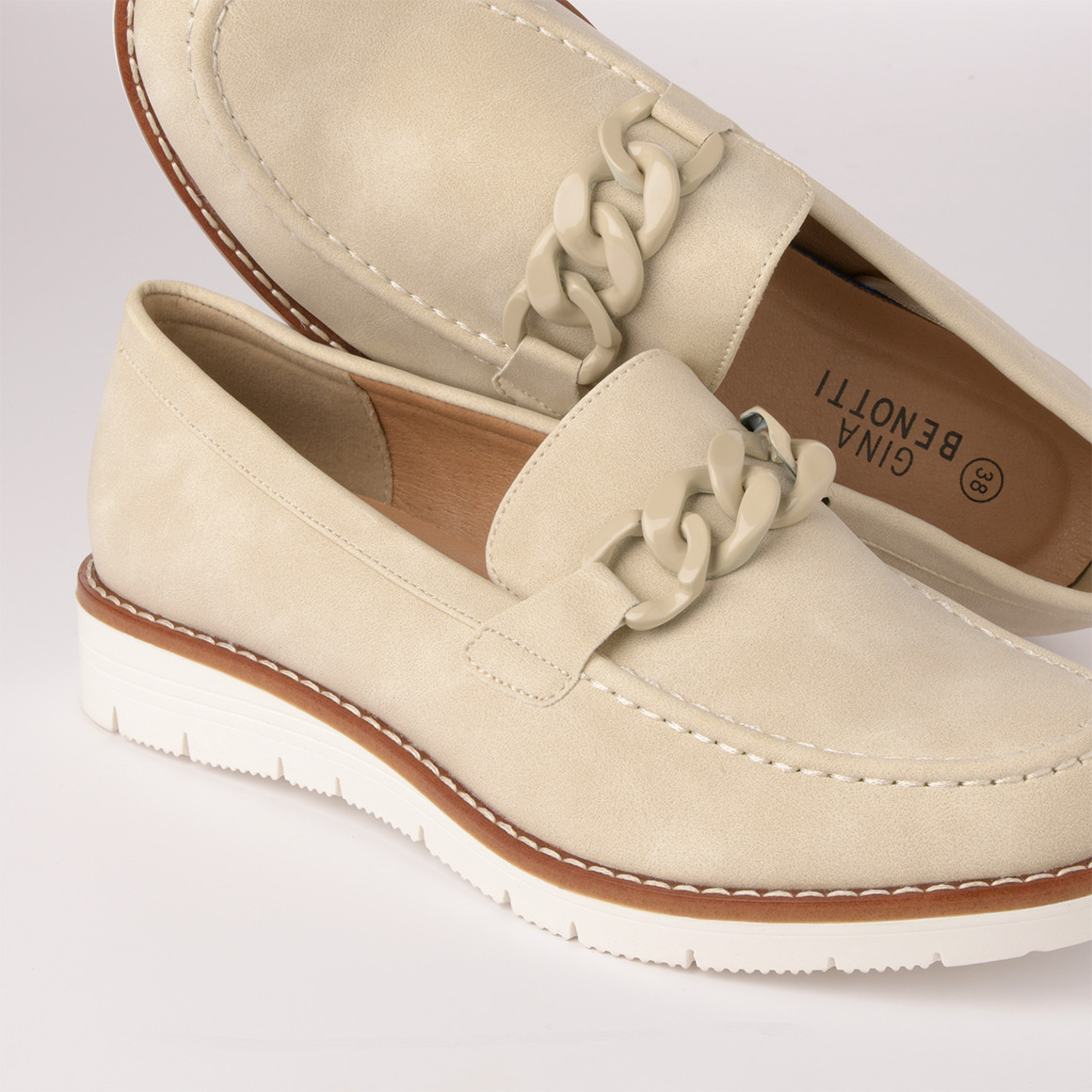 Gina Benotti Damen Loafer mit Zierelement sandbeige