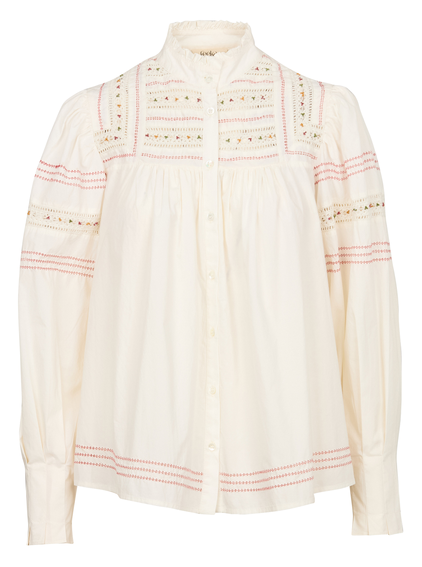 AMALYA - Blouse ample brodée en coton | Blanc