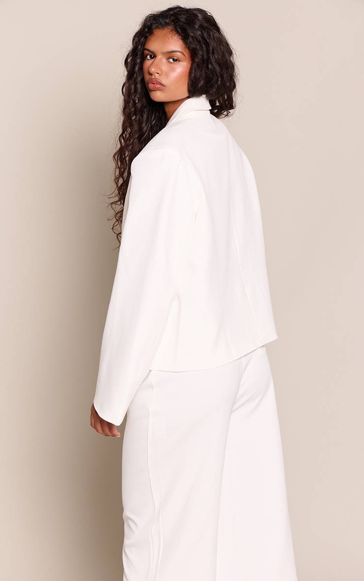 Blanc Blazer Croisé Ajusté En Ensemble Coordonné