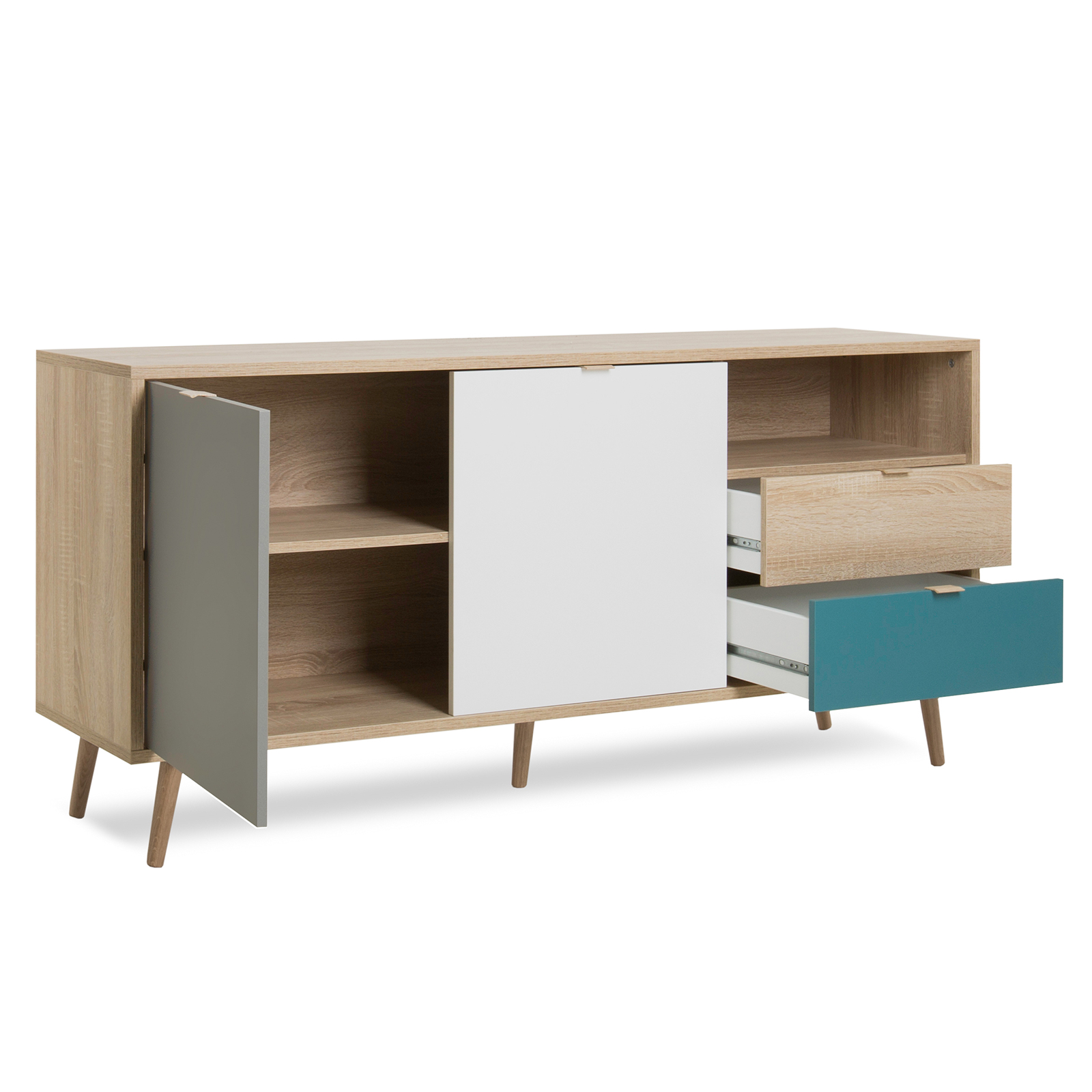 Sideboard CUBA - Sonoma Eiche - tricolor- 150 cm breit