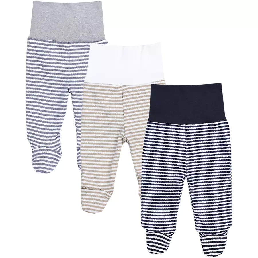 TupTam Baby Jungen Strampelhose mit Fuß 3er Pack beigegrau