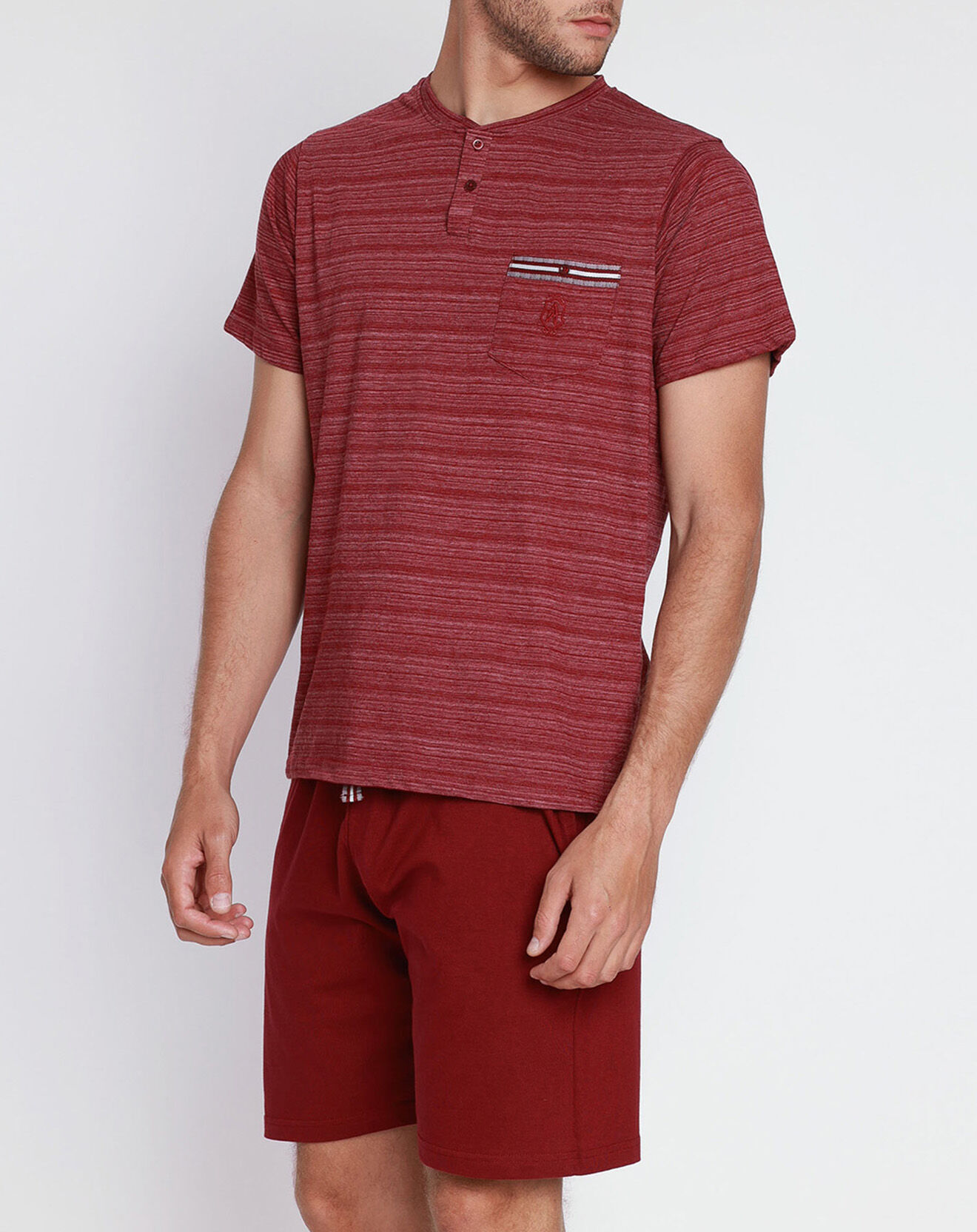 Admas Classic Pyjama à rayures légères rouge bordeaux