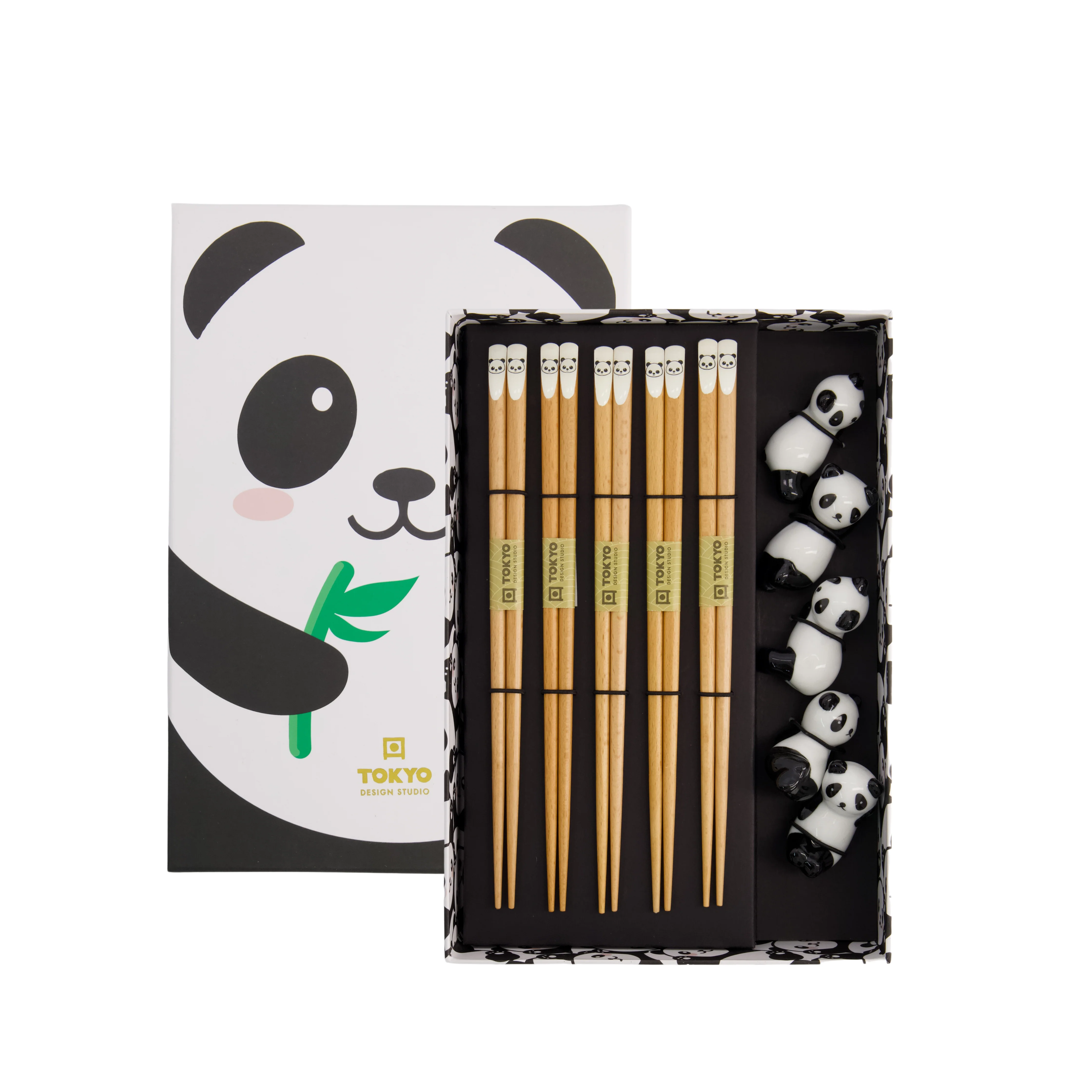 Tokyo Design Studio  Spisepinde & holdere gavesæt, Panda - 5 par