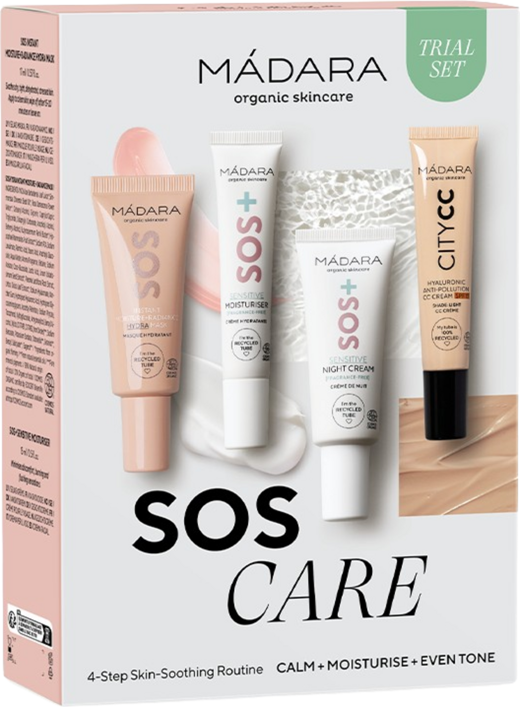 MÁDARA Organic Skincare  SOS CARE 4-Step Skin-Soothing Routine Set, Light