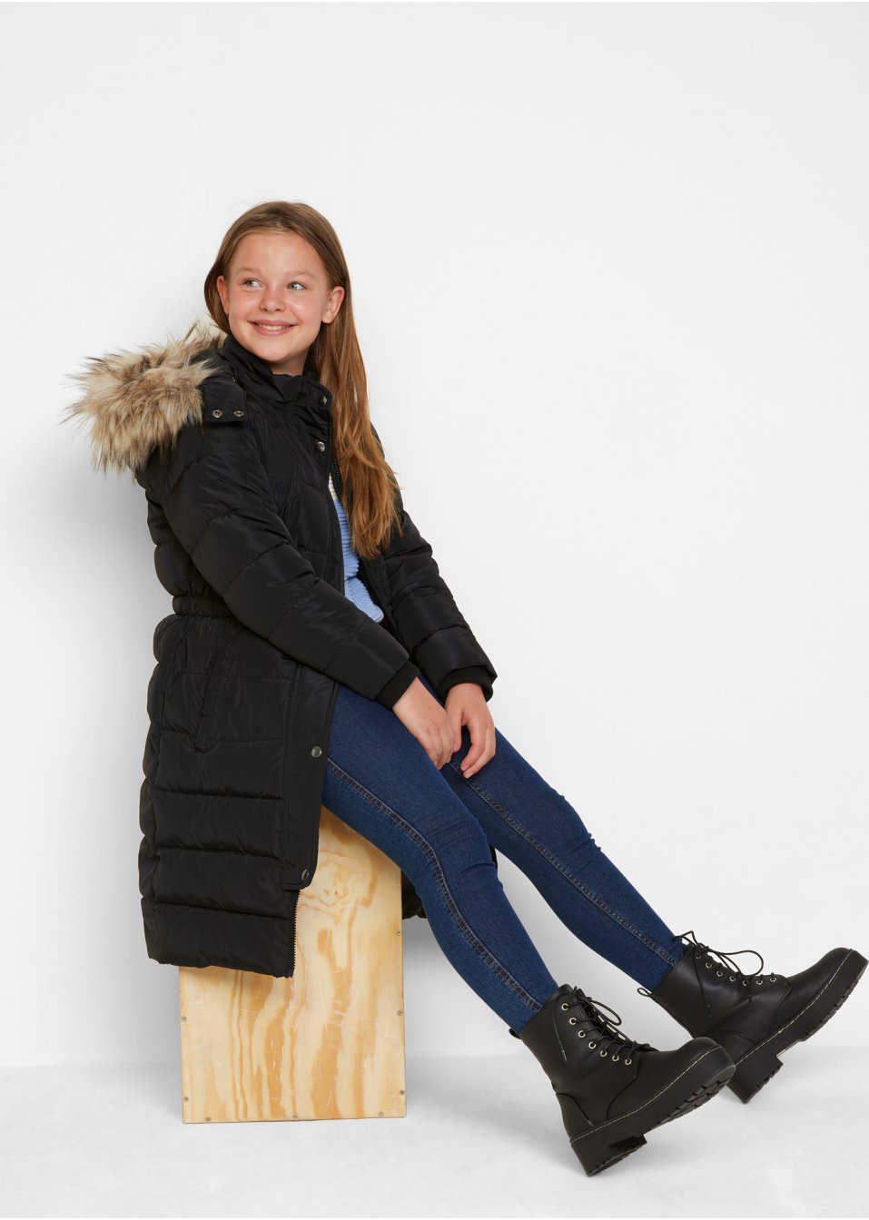 Manteau fille rembourré avec capuche amovible