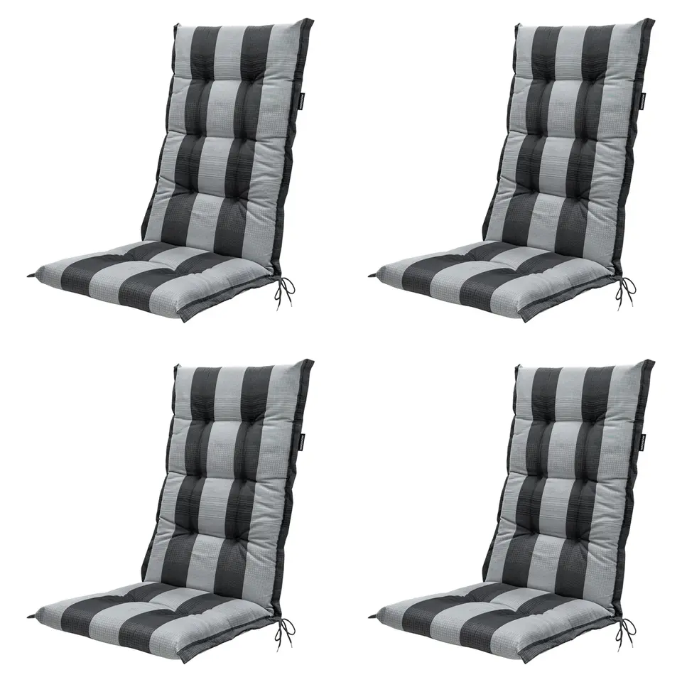 Madison - Tuinstoelkussen Hoge Rug Alice grey - Ca. 123x50 cm - Set van 4