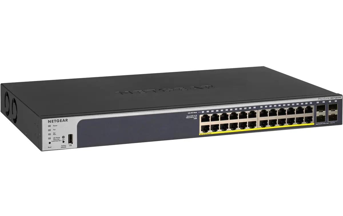 PoE+ Switch GS728TPPv3 (380W PoE+) 28 Port<br>24-Port PoE+ Gigabit Smart Managed Pro Switch mit 4 SFP-Ports
