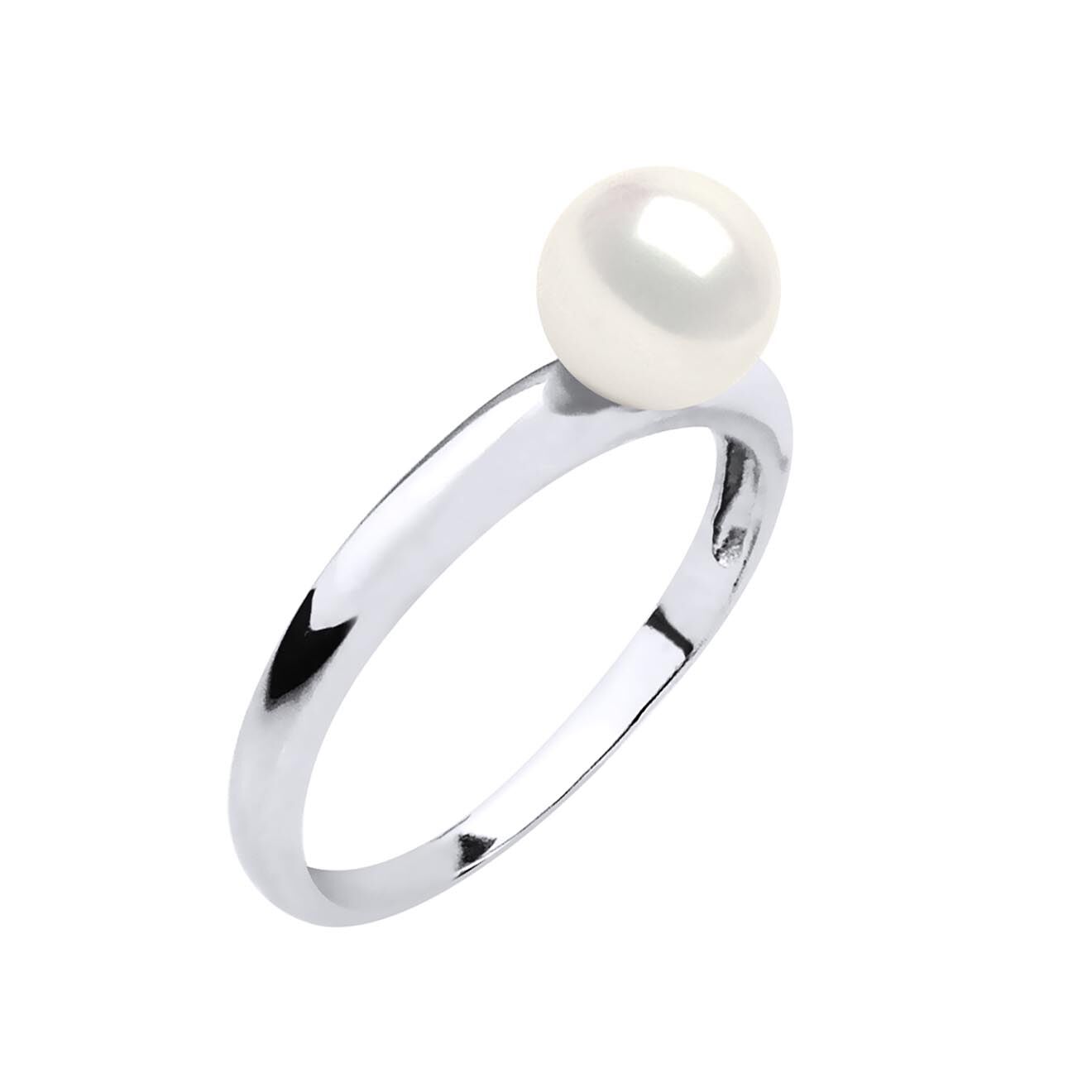 Mitzuko Bague Or Blanc & Perle d'Eau Douce ronde blanc naturel
