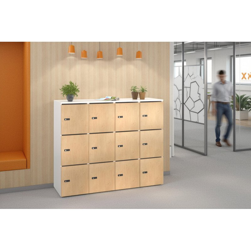 Casier de rangement de bureau Flexycaz 12 portes individuelles - 4 x 3 cases L 160 x P 42 x H 131,4 cm +clé pass