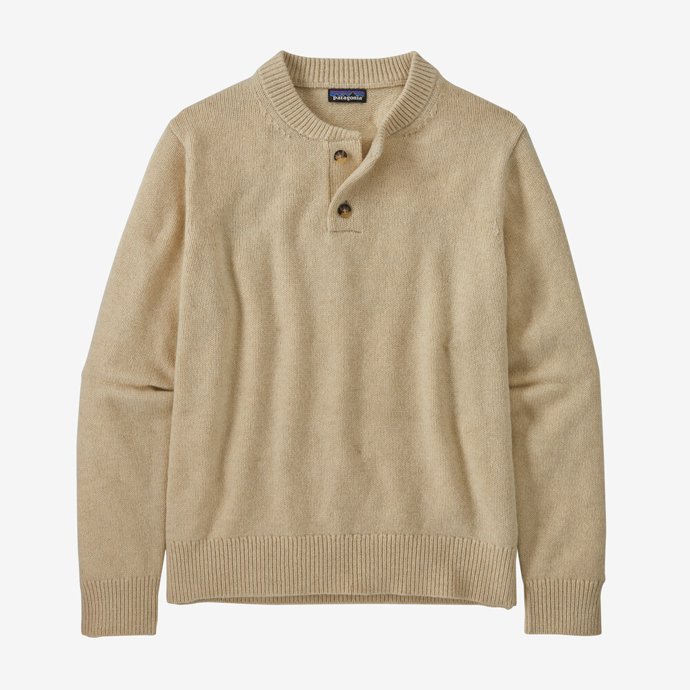 Herrenpullover mit Knöpfen aus recyceltem Wollmischgewebe