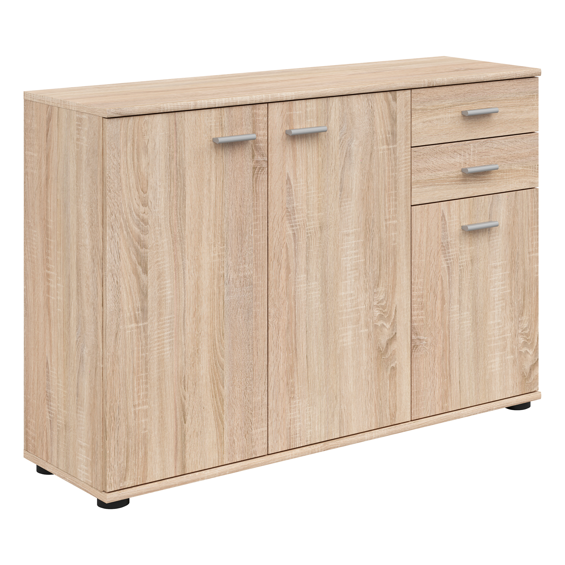 Kommode - Sonoma Eiche - 3 Türen - 106 cm breit
