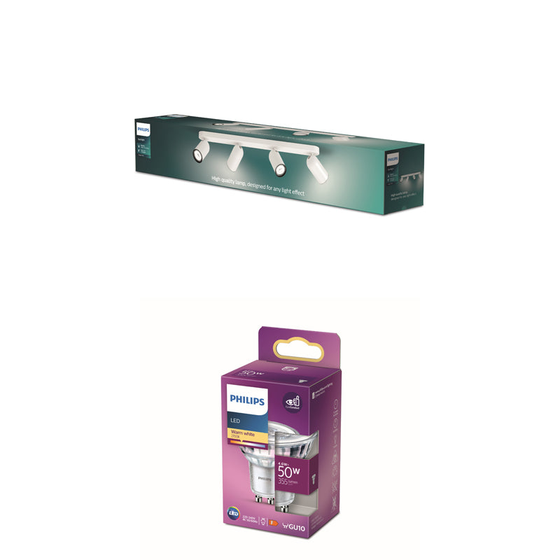 Philips Pongee Opbouwspot - Incl. Philips LED Lamp - 4 Spots