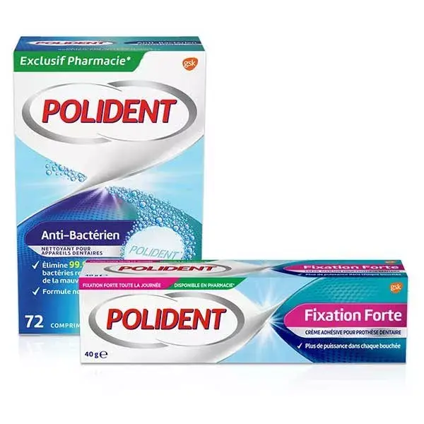 Creme de fixação forte Polident 40g e sabonete antibacteriano 72 comprimidos