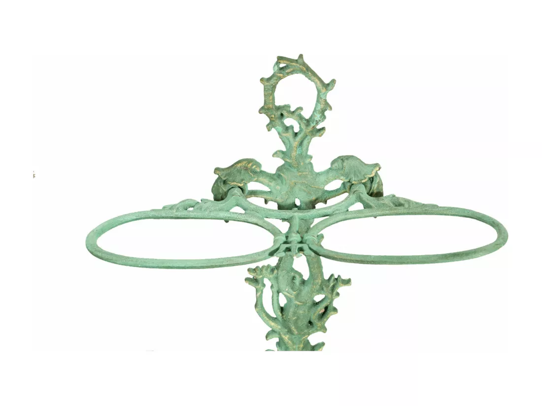 BISCOTTINI Porte-Parapluie - Fonte Finition Vert Antique - Extérieur - Couloir - Entrée - Jardin - Terrasse - Balcon - 53x21x77 cm