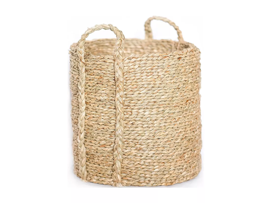 Panier en Fibres Naturelles avec Poignées - 30x30CM - Taral Naturel