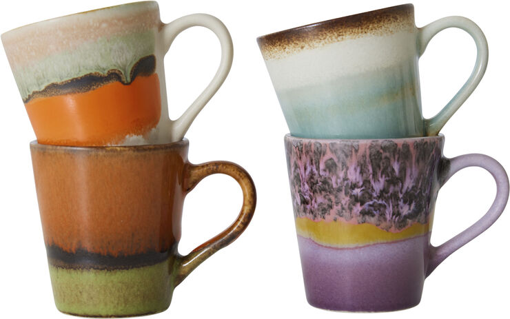 HK Living 70s ceramics espresso mugs retro set of 4 Multi