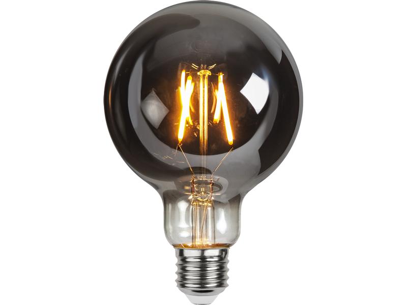 Star Trading Lampe Plain Smoke G95 1.8 W (13 W) E27 Warmwei Filamentleuchtmittel in Globeform mit geschwärztem Glas
