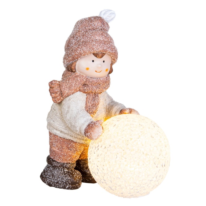 Deko-Kind mit LED Kugel - aus Polyresin - ca. 21,5 x 8,5 x 20 cm - 1 Stück