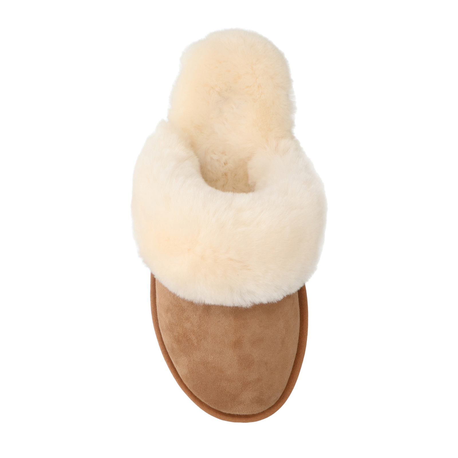 Cognac pantoffels met wollen voering