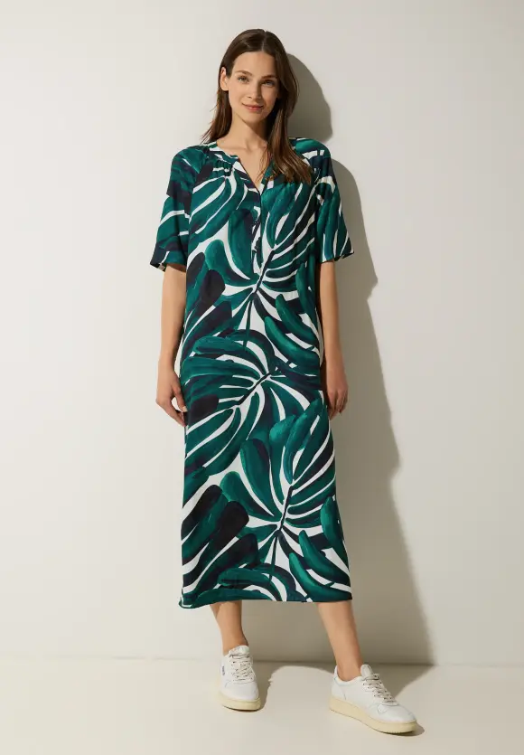 Kleid mit Palmenprint - lagoon green